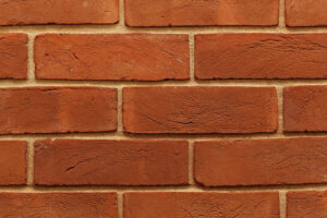 Close-up ow wall made from Red Rubber bricks